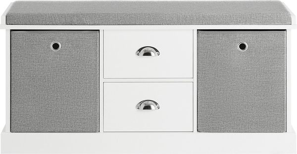 SoBuy FSR66-HG Schuhbank, MDF, Lackiert, Weiß, 100 x 49 x 35 cm