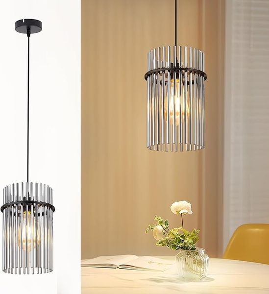 ZMH Pendelleuchte Esstisch 1 Flammig Hängelampe Schwarz E27 Glas Ø 16 cm Esszimmerlampe Für Esszimmer Schlafzimmer Cafe Bar Küche Ohne Leuchtmittel