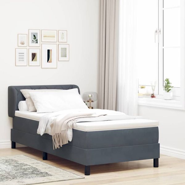 vidaXL Boxspringbett mit Kopfteil Dunkelgrau 100 x 200 cm Samt 3340431