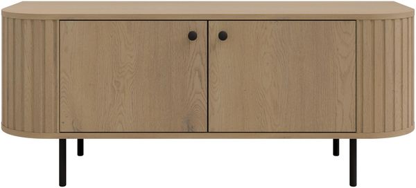 AX LIVING TV-Schrank Halay Eiche Cremona, 2 Türen Moderne Rillenstruktur 123 cm, mit runden Kanten