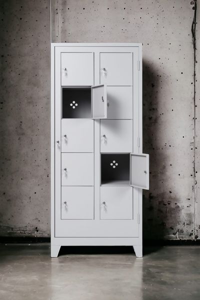 Wäscheverteilerschrank 10 türig Lichtgrau