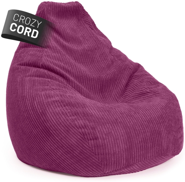 Lumaland Sitzsack Gaming-Sitzsack Cord 350l weinrot, supersofte Füllung EPS-Perlen