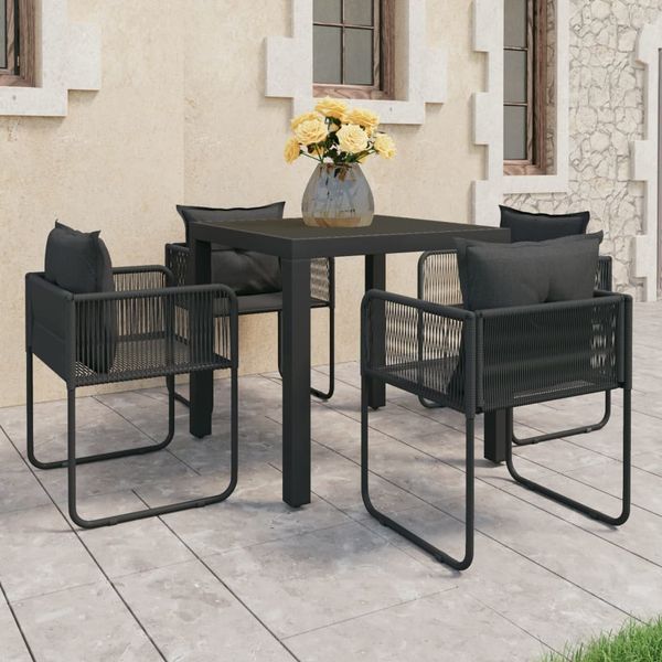 vidaXL 5-tlg. Garten-Essgruppe PVC Rattan Schwarz 3060101