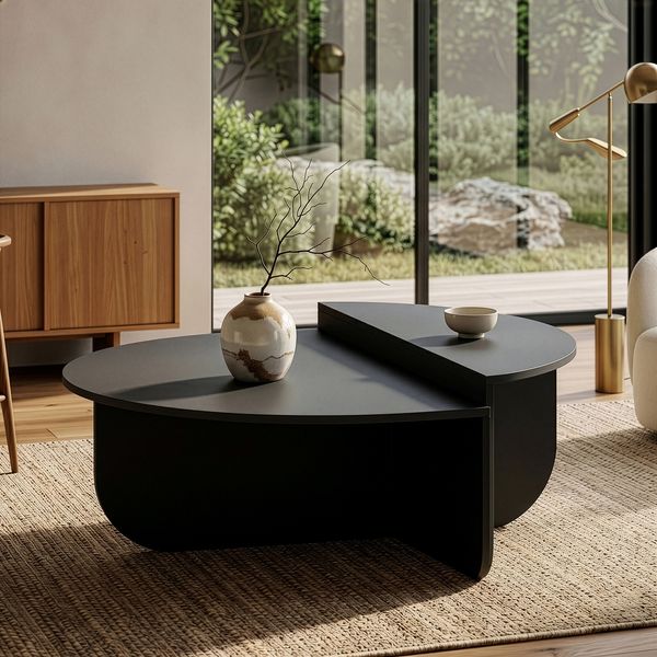 Couchtisch Tondesdaslo mit doppelter Tischplatte 90x90x35 cm Dunkelgrau [en. casa]