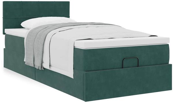 vidaXL Ottoman-Bett mit Matratze Dunkelgrün 90x200 cm Samt 3311750 Bild 4