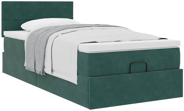 vidaXL Ottoman-Bett mit Matratze Dunkelgrün 90x200 cm Samt 3311750 Bild 5