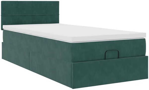 vidaXL Ottoman-Bett mit Matratze Dunkelgrün 90x200 cm Samt 3311750 Bild 6