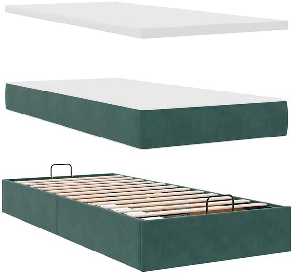 vidaXL Ottoman-Bett mit Matratze Dunkelgrün 90x200 cm Samt 3311750 Bild 8
