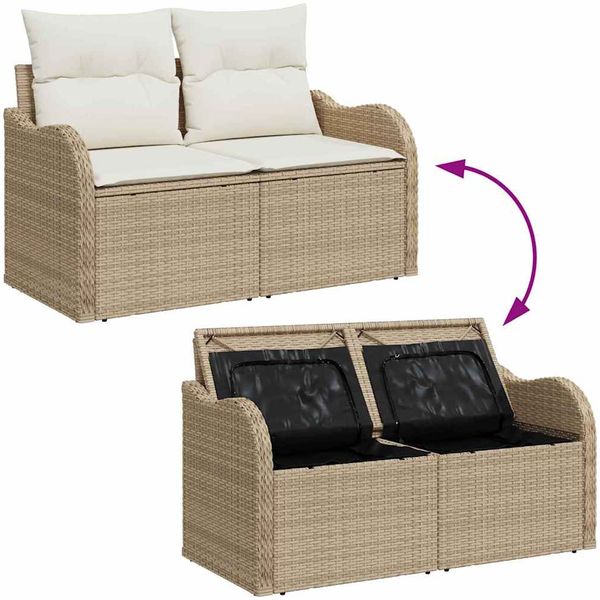 vidaXL Gartensofa-set mit Kissen mit Kissen 9 pcs Beige Polyrattan 3357174 Bild 11