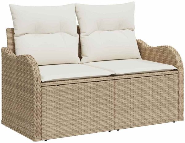 vidaXL Gartensofa-set mit Kissen mit Kissen 9 pcs Beige Polyrattan 3357174 Bild 4