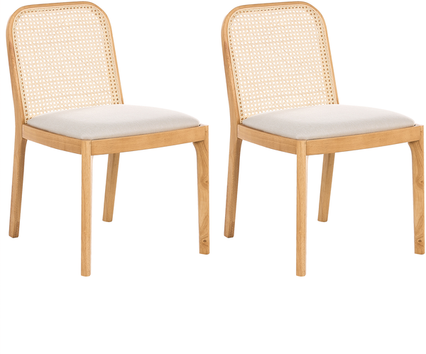 Esszimmerstuhl 2er Set EDINA Stoff Hellbraun Beige