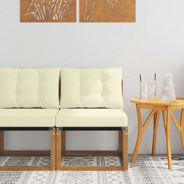 vidaXL Outdoor Mittelsofa Massivholz Akazie und Textilene Stoff Natur 900597