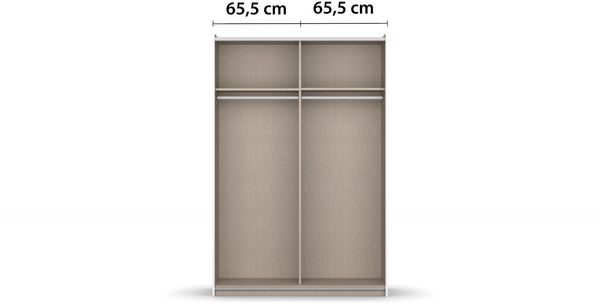 rauch Kleiderschrank, Schwebetürenschrank KRONACH, 2-türig, Spiegel teilaufgelegt, Alpinweiß, 131 x 210 x 59 cm Bild 6