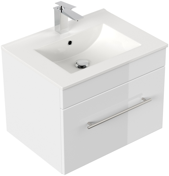 Badmöbel SANTINI 60 SoftClose weiss, Fronten weiss hochglanz : Weiss hochglanz