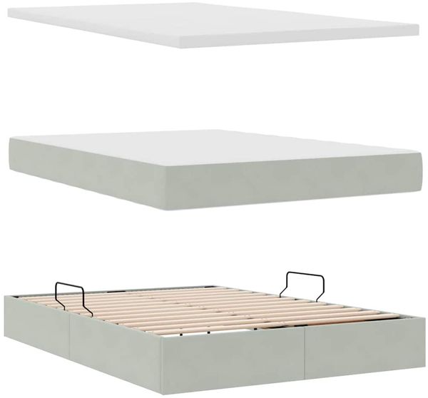 vidaXL LED-Speicherbett mit Matratze Hellgrau 140 x 200 cm Samt 3371457 Bild 9