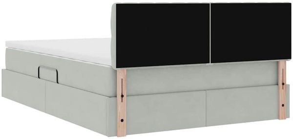 vidaXL LED-Speicherbett mit Matratze Hellgrau 140 x 200 cm Samt 3371457 Bild 12