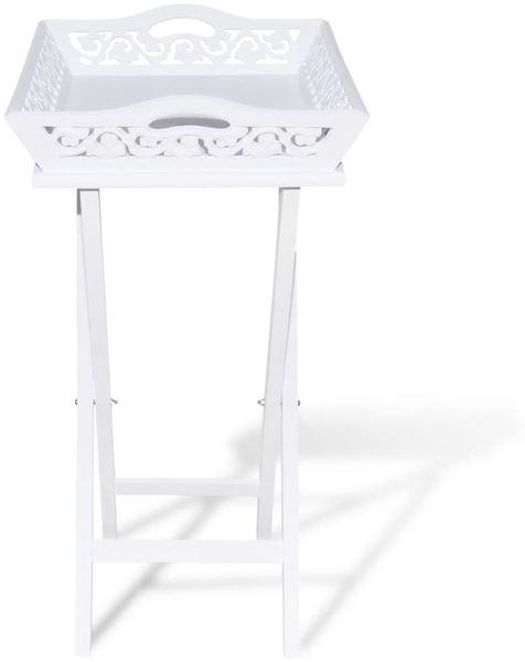 vidaXL Serviertisch/Beistelltisch mit Tablett Weiß 241148 Bild 5
