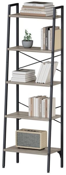Oak&Tea Bücherregal Regal 5 Ebenen, Leiterregal 172 cm, Offenes Standregal