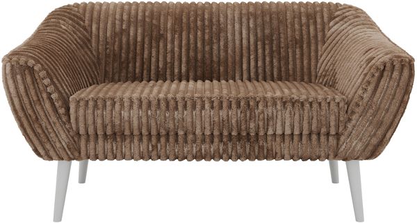 Polstersofa PIRS 2 Skandinavisches Sofa 2-Sitzer, Sofa mit Wellenfederung, Breite 140 cm, weiße Füße Hoher Sitzkomfort - Braun Cord Bild 7