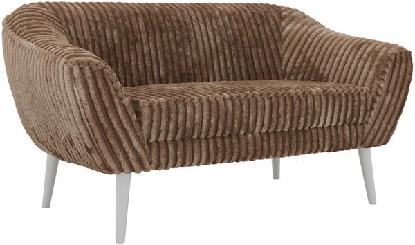 Polstersofa PIRS 2 Skandinavisches Sofa 2-Sitzer, Sofa mit Wellenfederung, Breite 140 cm, weiße Füße Hoher Sitzkomfort - Braun Cord Bild 6