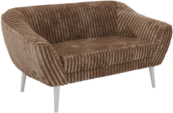 Polstersofa PIRS 2 Skandinavisches Sofa 2-Sitzer, Sofa mit Wellenfederung, Breite 140 cm, weiße Füße Hoher Sitzkomfort - Braun Cord Bild 8