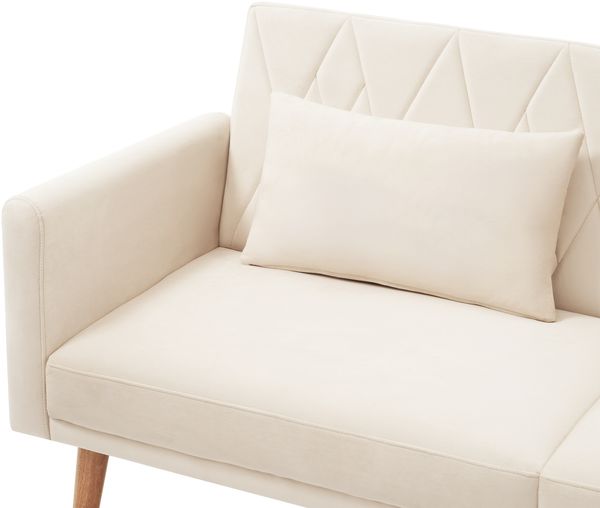 Sofa, Sitzfläche 160x54x42 cm, Beige Samtstoff (Velvet), 3‑fach verstellbare Rückenlehnen & 5‑stufige Armlehnen, Schlafsofa 180x75x82 cm Bild 8