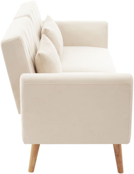 Sofa, Sitzfläche 160x54x42 cm, Beige Samtstoff (Velvet), 3‑fach verstellbare Rückenlehnen & 5‑stufige Armlehnen, Schlafsofa 180x75x82 cm Bild 7