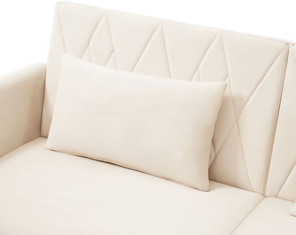 Sofa, Sitzfläche 160x54x42 cm, Beige Samtstoff (Velvet), 3‑fach verstellbare Rückenlehnen & 5‑stufige Armlehnen, Schlafsofa 180x75x82 cm Bild 9