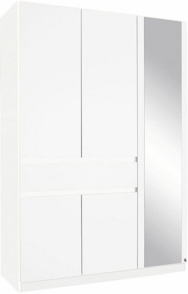 Rauch Möbel Tübingen Schrank Kleiderschrank Drehtürenschrank in Weiß mit Spiegel inklusive 1 Schublade, 5-türig, Zubehörpaket Basic 3 Einlegeböden, 1 Kleiderstange, BxHxT 136 x 197 x 54 cm