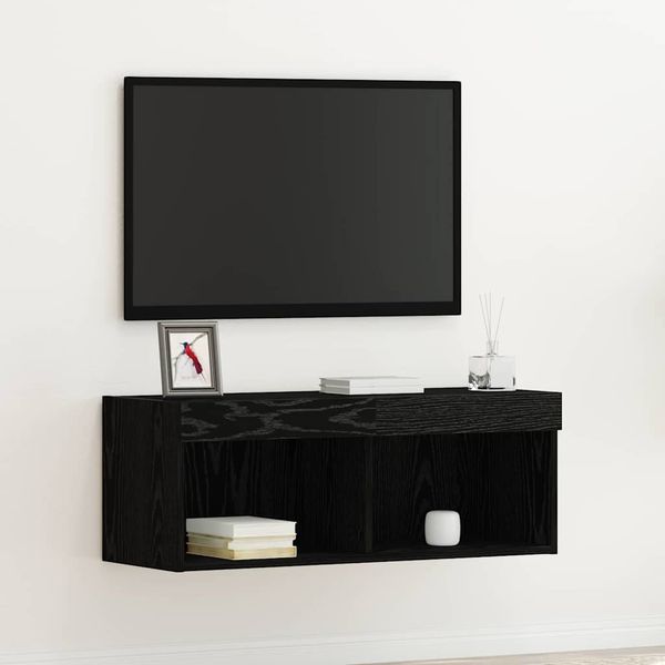 vidaXL TV-Schrankset mit LED Schwarz Eichen-Optik 80 x 30 x 30 cm 862204