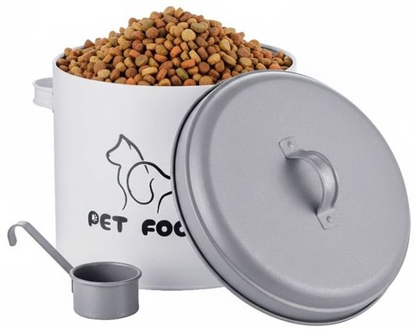 Relaxdays Futterbox Metall mit Löffel
