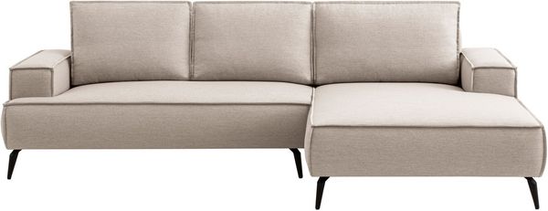 Home affaire Ecksofa TVINNU, L-Form, 275cm, in Cord und Leinenoptik, wahlweise Recamiere rechts/links, schwarze Füße, bequemer Sitzkomfort