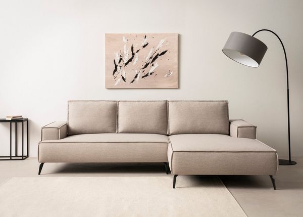 Home affaire Ecksofa TVINNU, L-Form, 275cm, in Cord und Leinenoptik, wahlweise Recamiere rechts/links, schwarze Füße, bequemer Sitzkomfort