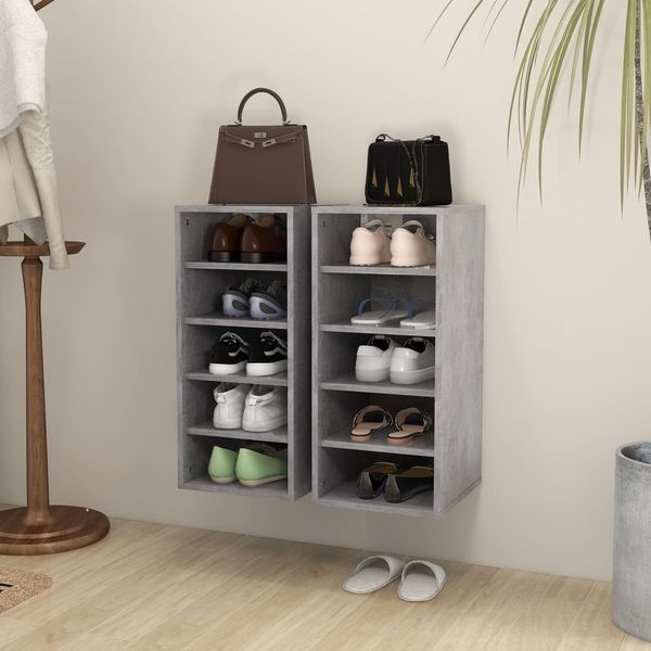 vidaXL Schuhschränke 2 Stk. Betongrau 31,5x35x70 cm Holzwerkstoff 808990