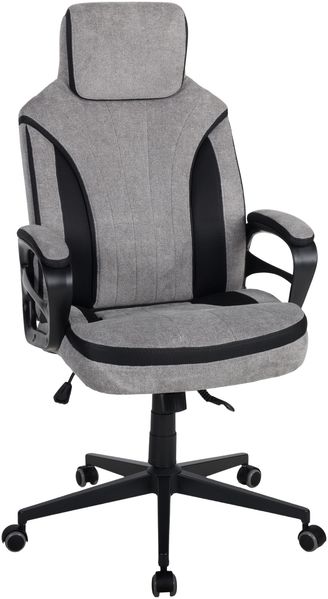 Chefsessel >Sandro< ergonomisch, grau / schwarz, Webstoff - 66x117x66cm (BxHxT)