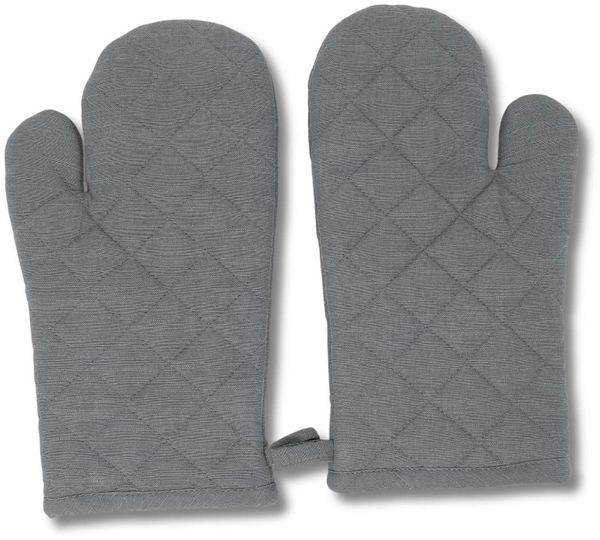 gws Hitzebeständige Ofenhandschuhe 1 Paar Anthrazit 18 x 28 cm 100 Prozent Baumwolle OEKO TEX Standard 100 300 GSM Polywatte Futter rutschfest waschbar : Anthrazit : Ofen-Handschuhe