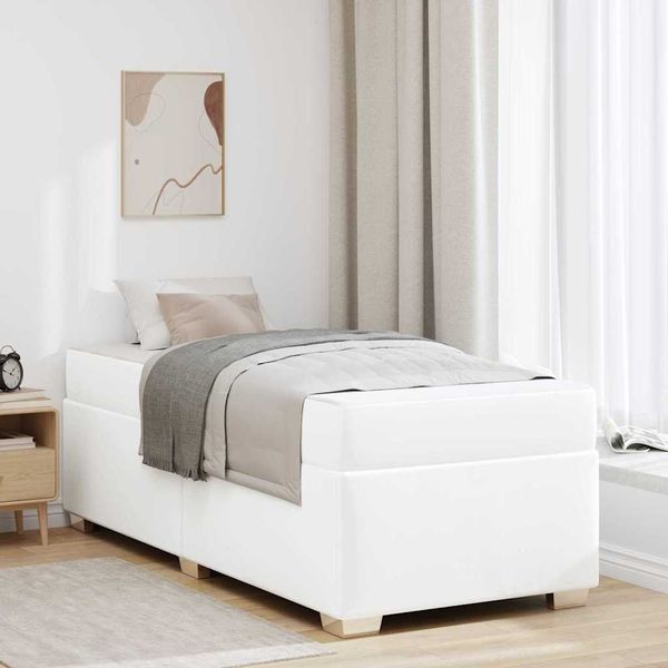 vidaXL Bettrahmen mit Matratze Weiß 90 x 190 cm Stoff 3399220