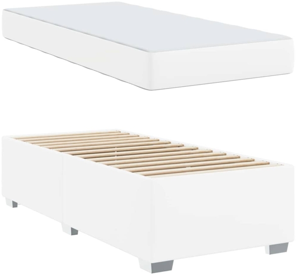 vidaXL Bettrahmen mit Matratze Weiß 90 x 190 cm Stoff 3399220 Bild 4