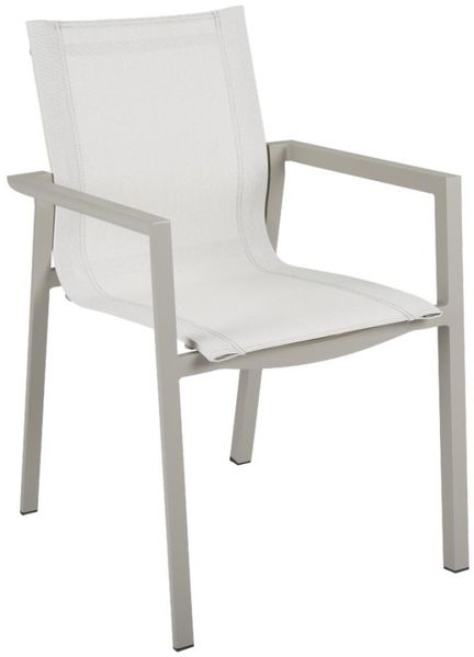 Gartenstuhl Delia aus Textilene und Aluminium, modern, Kaki/Weiß, leicht, pflegeleicht