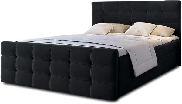 AX LIVING Bett mit Bettkasten 180x200 Argentaro Boxspringbett schwarz Bild 3