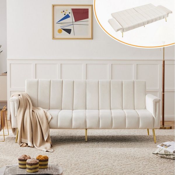 Merax Schlafsofa, mit Bettfunktion,Bettsofa,Klappsofa,Gästebett