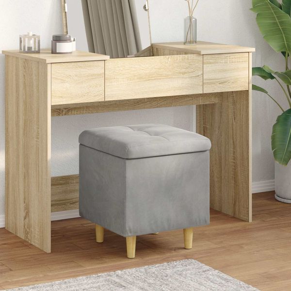 vidaXL Aufbewahrungsottomane mit Kissen Hellgrau 40 x 40 x 45 cm Samt 876810