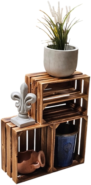 Holzkisten Obstkisten 3 x 40x30x25cm Geflammt Ablage Lang Bild 3