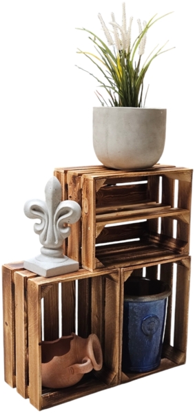 Holzkisten Obstkisten 3 x 40x30x25cm Geflammt Ablage Lang Bild 5