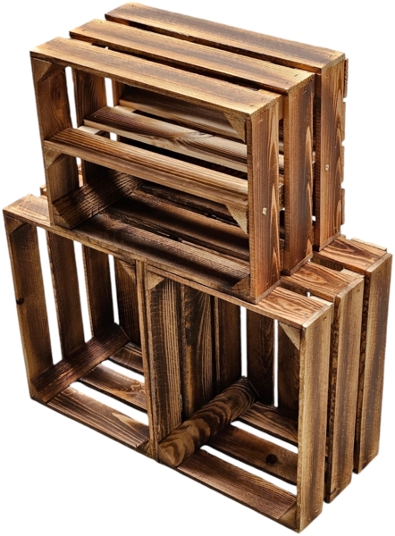Holzkisten Obstkisten 3 x 40x30x25cm Geflammt Ablage Lang Bild 2