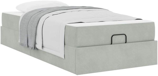 vidaXL Bettgestell mit Matratze 2 pcs Hellgrau Samt 3399540 Bild 3