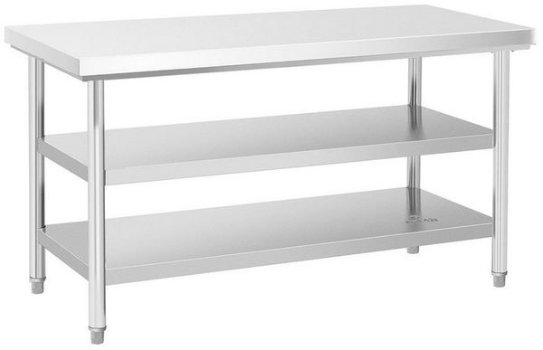 Royal Catering Arbeitstisch 150x70 cm Edelstahltisch 600 kg Edelstahl Zerlegetisch 3 Ebenen