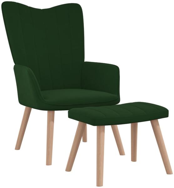 vidaXL Relaxsessel mit Hocker Dunkelgrün Samt 327668