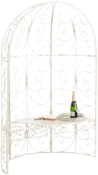 CLP 'Rosie' Halbpavillon mit Sitzbank, Eisen mit Pulverbeschichtung, 178 x 58 x 120 cm, Antik Creme
