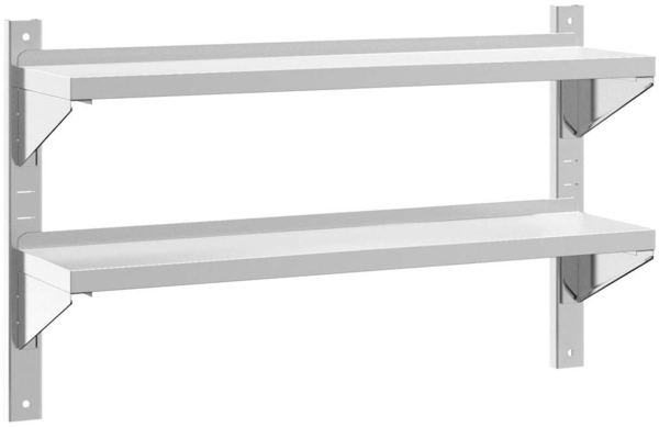 vidaXL Wandregal mit 2 Böden 100x23,5x60 cm Silbern Edelstahl 30311